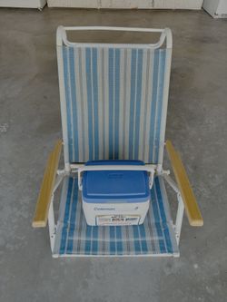 Sand Folded Beach Chair& Coleman 8 Q Cooler