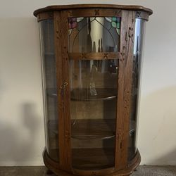 Beautiful Curved Wood Cabinet w/ Glass Door