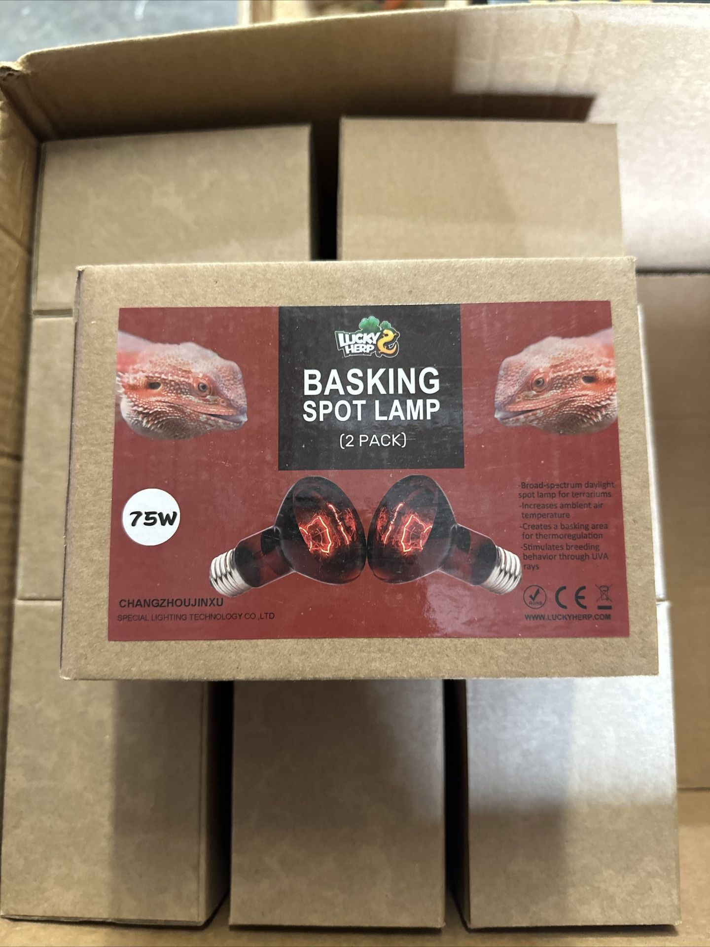 LUCKY HERP 2-Pack 75W Reptile Heat Bulb, Infrared Basking Spot Heat Lamp Bulbs