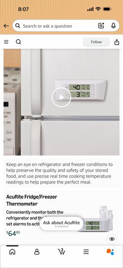 Accurite Refrigerator and freezer temperature sensors