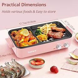 Topwit Hot Pot Electric with Grill, 2 in 1 Indoor Non-stick for Steaks, Shabu , Noodles, Simmer