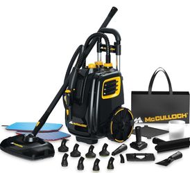 McCulloch MC1385 Deluxe Canister Steam Cleaner with 23 Accessories, Chemical-Free Pressurized Cleaning for Most Floors, Counters, Appliances, Windows,