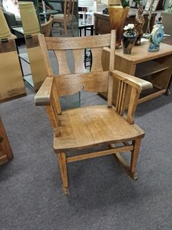 Vintage Solid Oak Rocking Chair