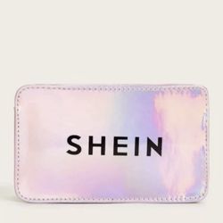 SHEIN Logo Laser Bag PINK IRIDESCENT Metallic SHOULDER STRAP SMALL 8X5X1.5 in cosmetic  SHEIN Logo Laser Bag is a small shoulder bag with a pink iride