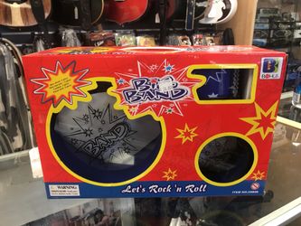 LETS ROCK N ROLL BIG BAND DRUM SET FOR TOTS! HAVE THEM IN BLUE AND RED. 5 PIECE DRUM SET. ADJUSTABLE.