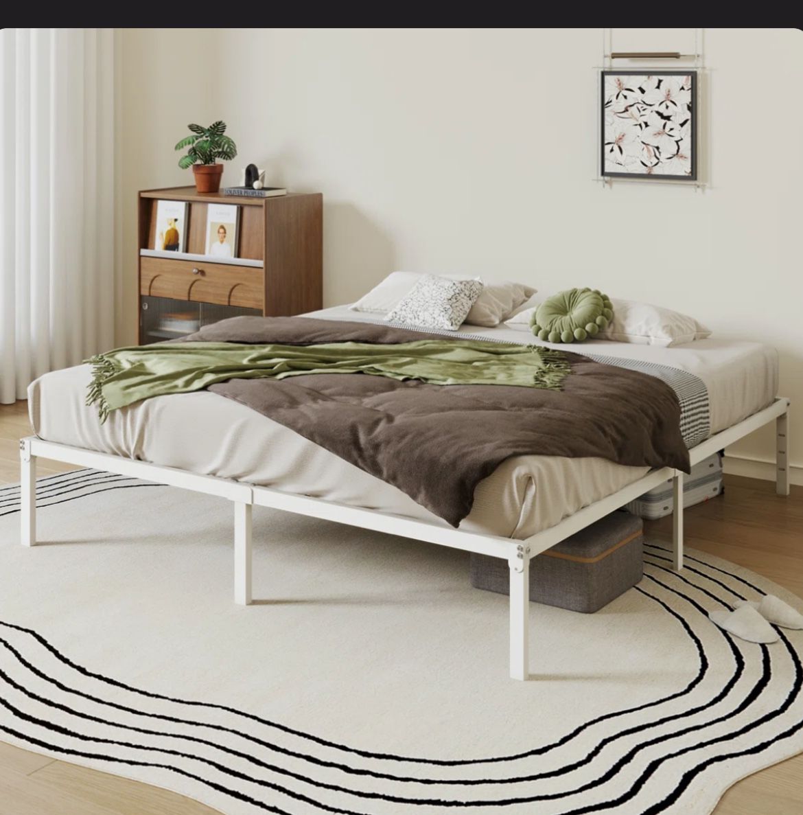 MAINSTAYS MARCO PESADO DE LA CAMA DEL LISTÓN DE ACERO DE 14 MAINSTAYS 14" HEAVY DUTY WHITE STEEL SLAT BED FRAME, KING 35.56cm80in Lx 76in W