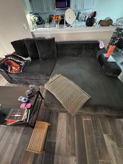 Wayfair Luxe 108” Corduroy Sectional – Smoke – Excellent Condition