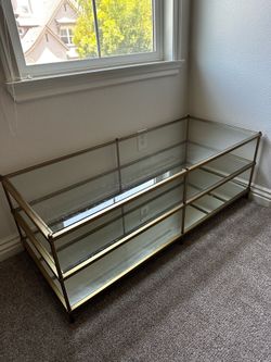 West Elm Terrace glass and mirror coffee table