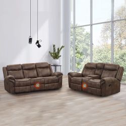 Recliner (Set Of 2pc), Loveseat Sofa + 3-Seater Couch