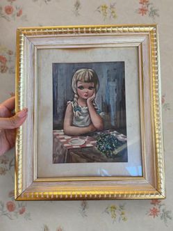 Vintage 1964 harlequin girl art print 🍭