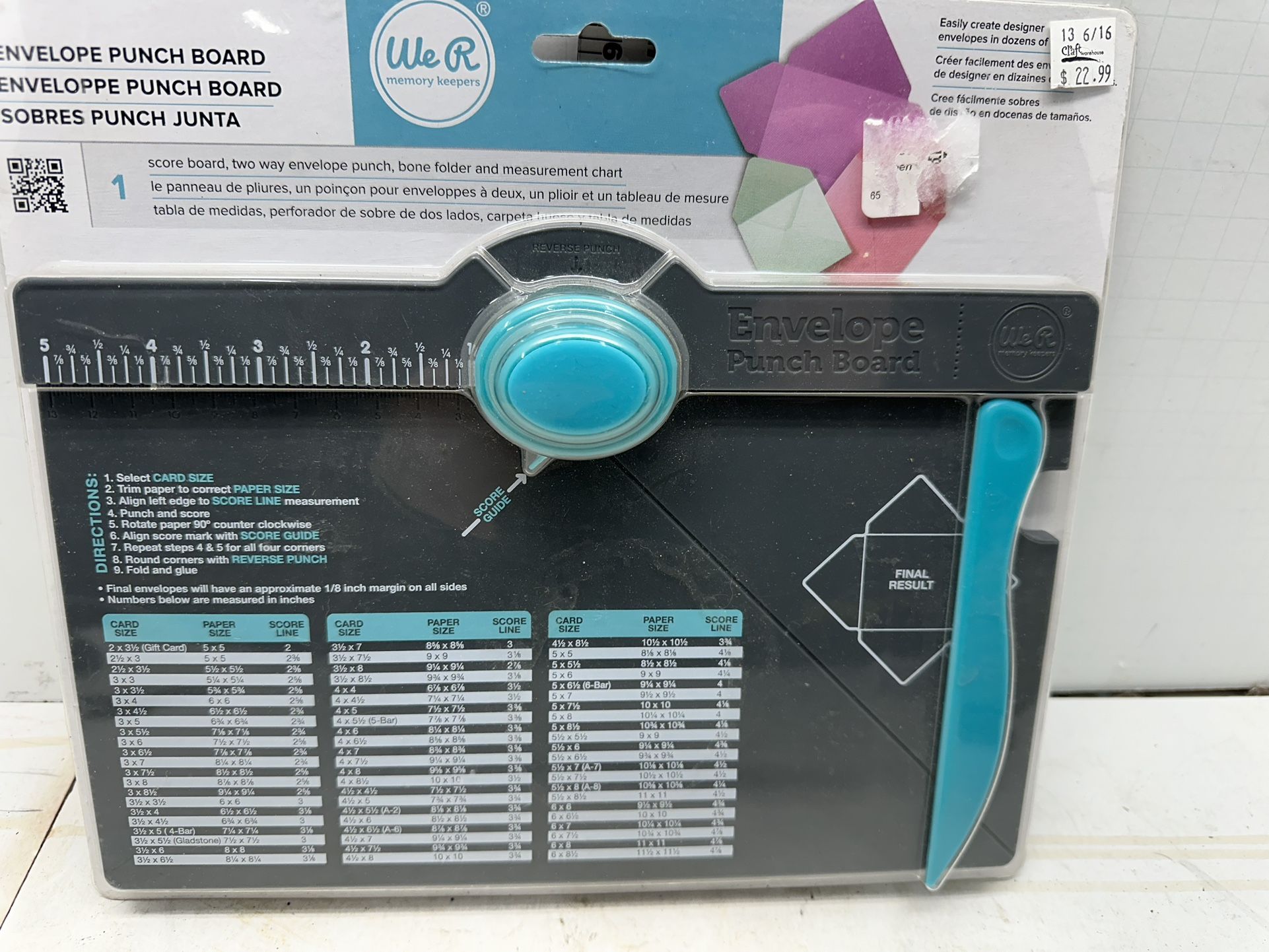 Envelope Punch Board American Craft We R Memory Keepers #05