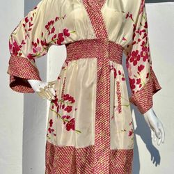 Pinkerton 100% Silk Floral Robe Size S  worn for Photo Shoot 