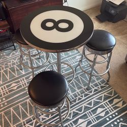 8 Ball Logo Pub Table w/ Bar Stools