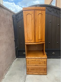 Wooden oak-style storage cabinet