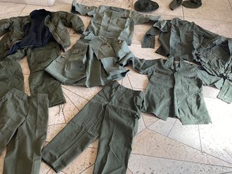 Nice vintage lot collection military Army Vietnam uniforms og107 jackets hats