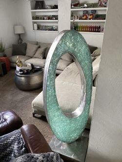 *READ DESCRIPTION* Ruben Fasani Contemporary Glass & Steel Sculpture 56” Modern Abstract Ring (2018)