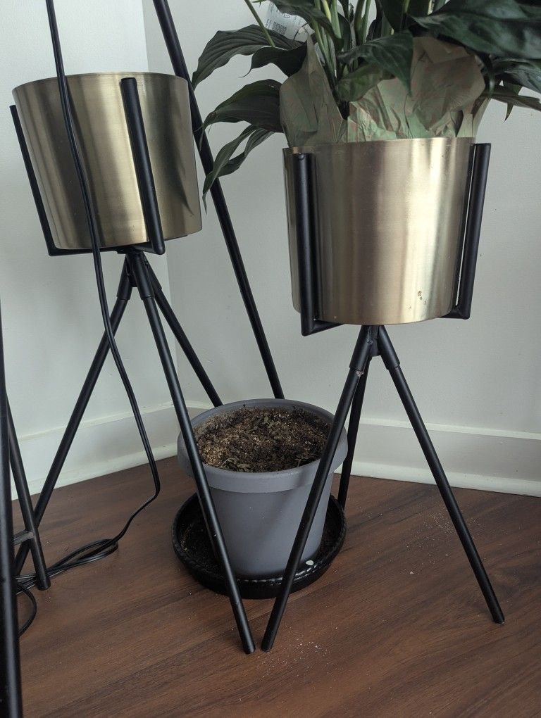 Set of 2 Modern Brass Gold Planter