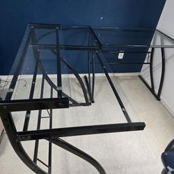 Glass And Metal Computer Desk