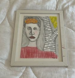 Original Framed Folk Art Portrait Painting
