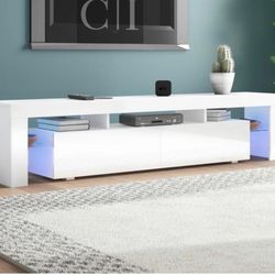 New White Led Tv Stand 79 Inches Length ( Fits Up To 95 Inch Tv )