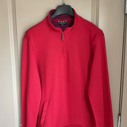 Club Room Fleece 1/4 Zip Pullover Sweater Mock Neck Long Sleeve Red Men's Large
