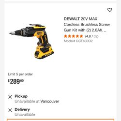 DEWALT 20V MAX Cordless Brushless Screw Gun  with 2.0Ah Batteries,
