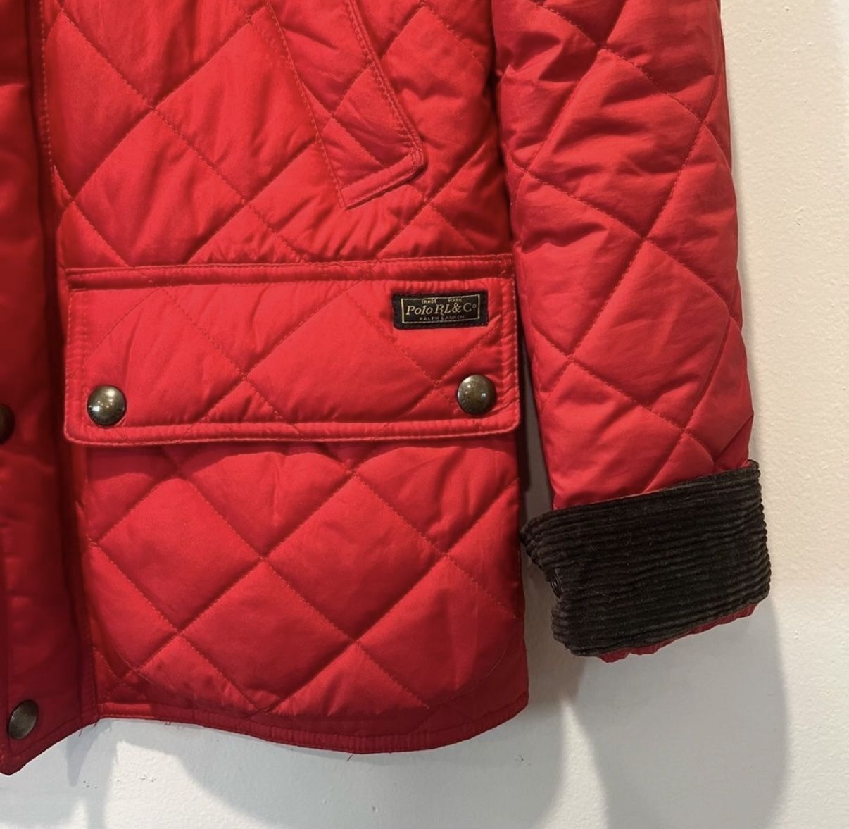 Polo Ralph Lauren Quilted Curdoroy Collar Equestrian Barn Women's Jacket Size XS