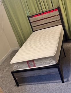 Twin-size bed frame with led lights/ mattress