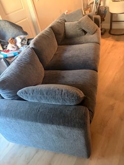 Blueish grey sofa couch