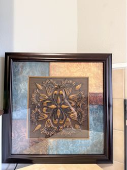 Framed Metallic Floral Wall Art Decor