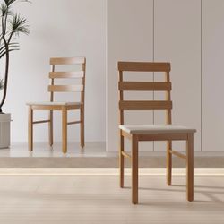 Set Of 2 Solid Wood Dining Chairs