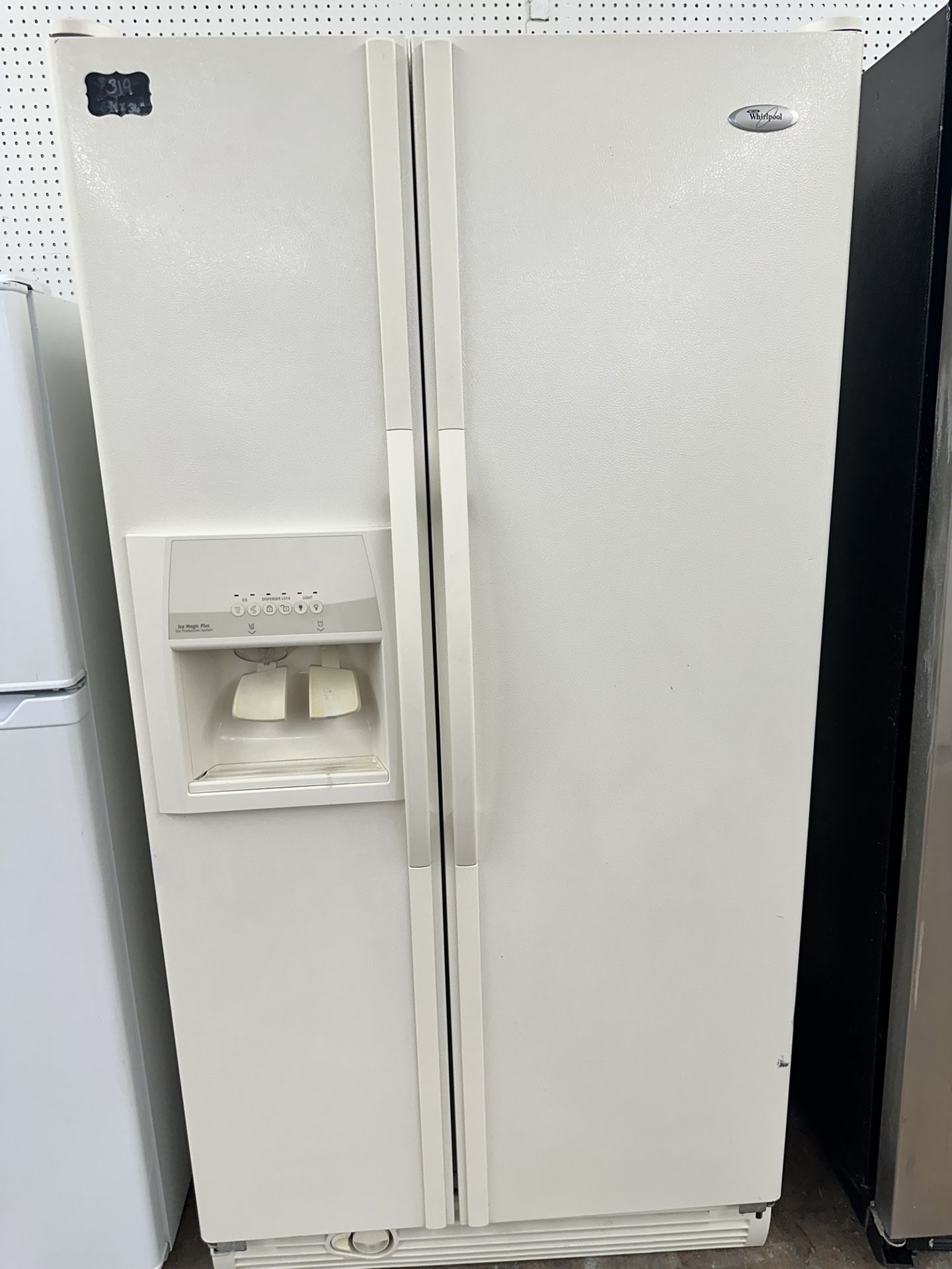 Whirlpool Bisque Side by Side Refrigerator 68 7/8” H x 36” W! Guaranteed! Same Day Delivery Avail able