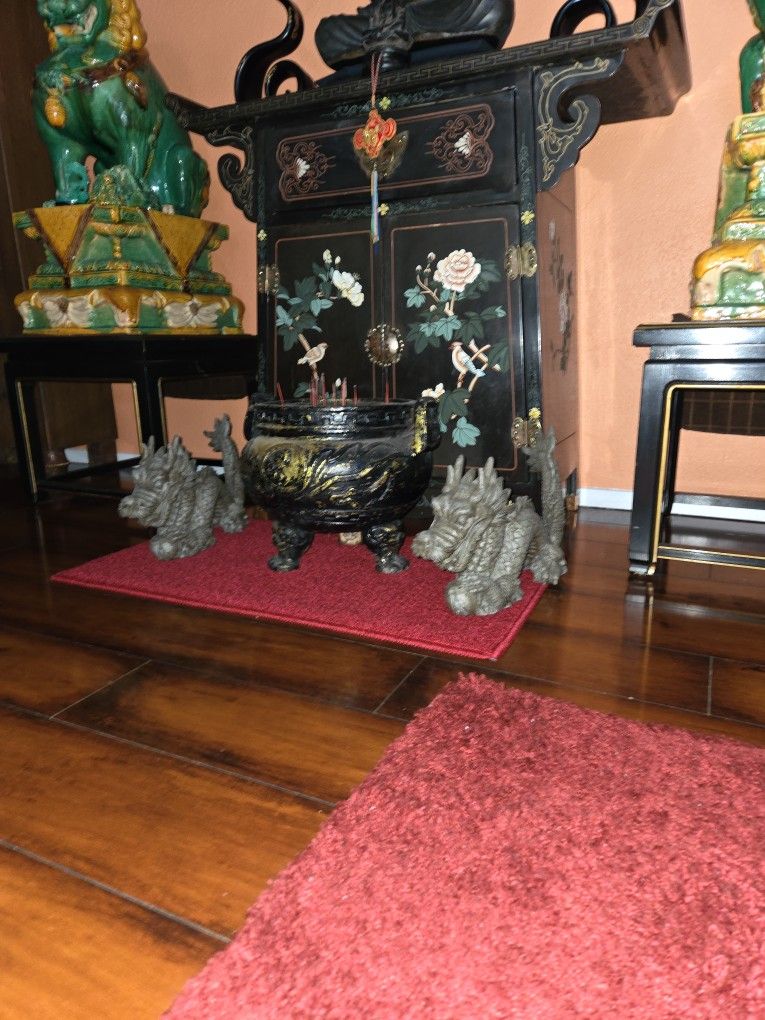 ASIAN Beautiful Antique Incence Burner And Dragons