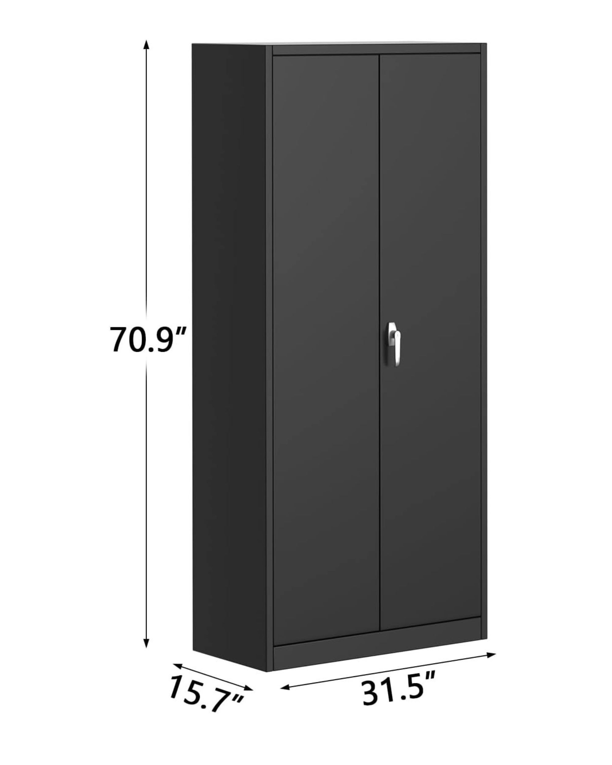 71" Metal Storage Cabinet with Lock & 4 Adjustable Shelves