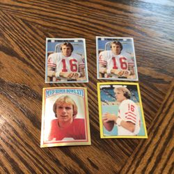 (4) vintage 1980s Joe Montana Tops Stickers
