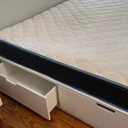 Queen Bed Frame with Storage + Queen Mattress