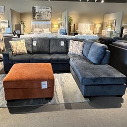 Blue 2pc Chaise sectional couch
