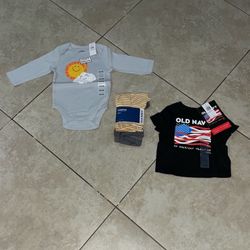 Old Navy Leggings 2 Pack, Onesie, USA Flag T-Shirt, Size 3-6 Months 