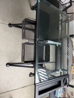 Glass L-Shaped Computer Desk / Gaming Desk – Excellent Condition