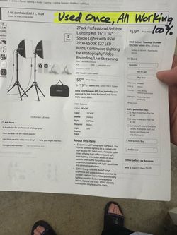 mmcrz 2-Pack Softbox Lighting Kit 16x16