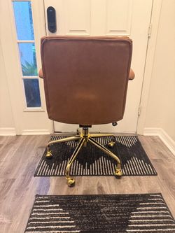 Brown Leather Office Chair with Gold Base