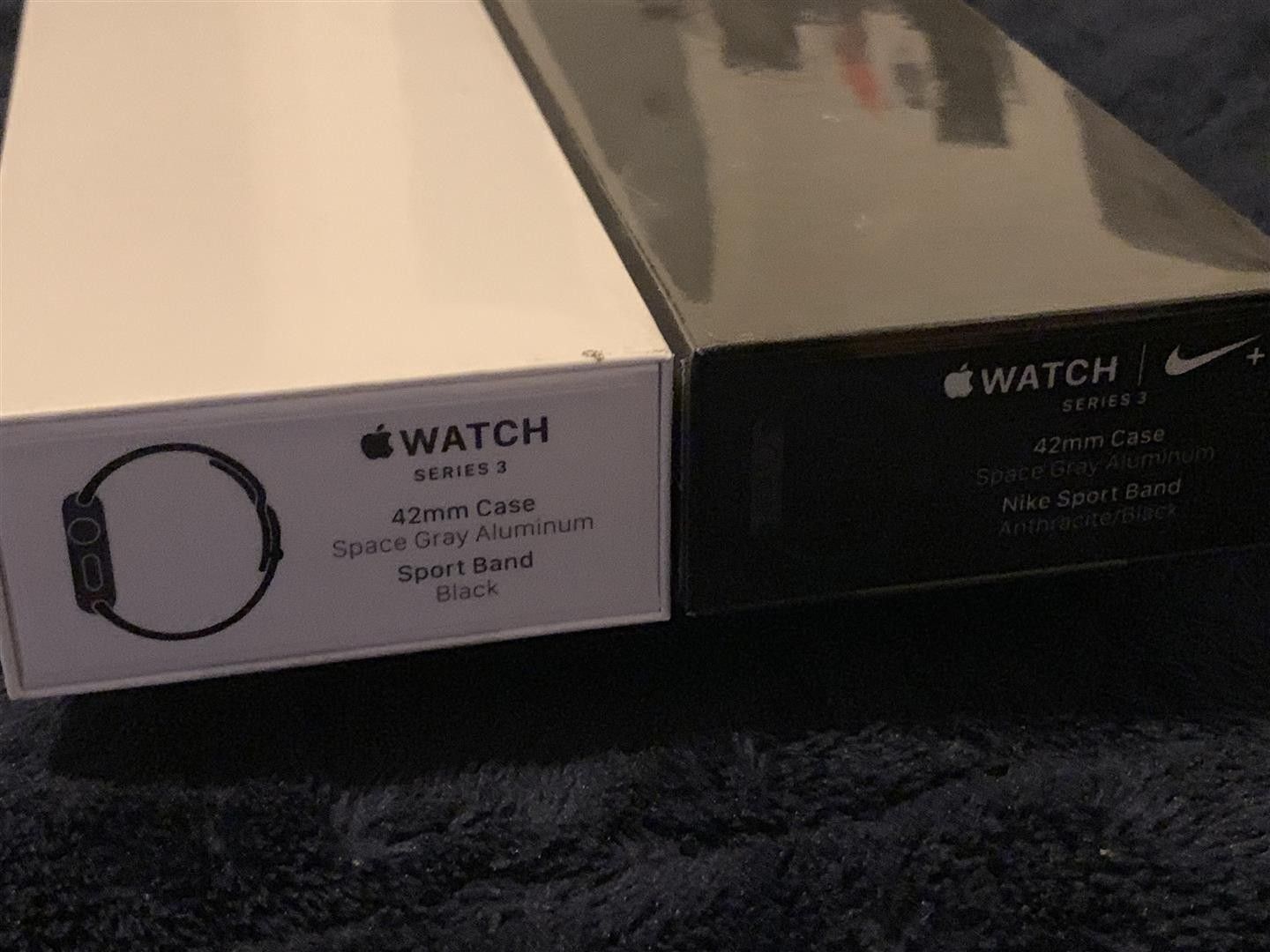 NEW Apple Watch Series 3 (GPS) 42mm Space Gray Aluminum Case with Black Sport Band OR Nike Band