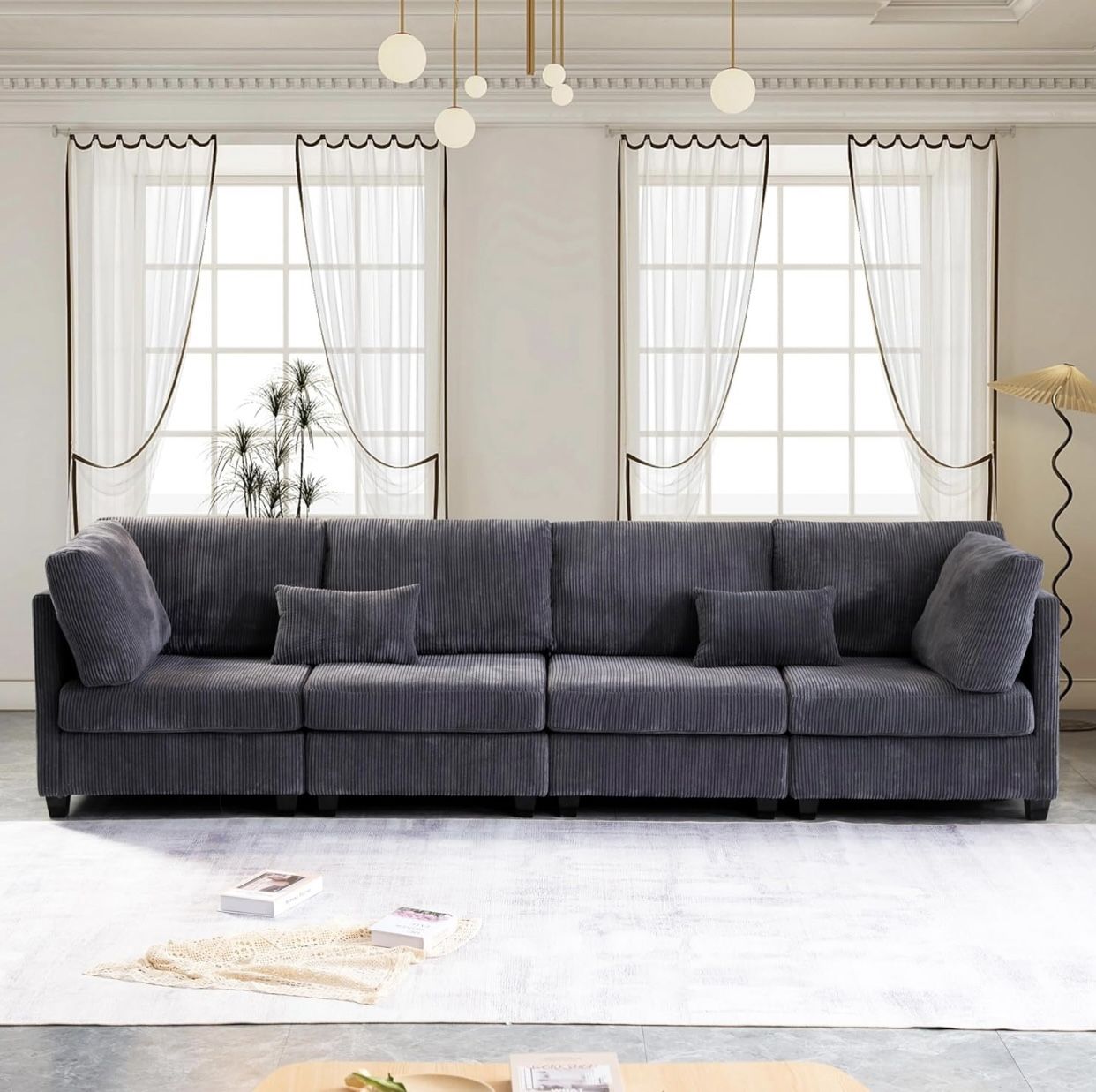 New in box Modern L-Shaped 4-Seat Sofa Couch Convertible Sectional Soft Fabric Upholstered sofa