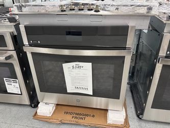 GE Stainless Steel Single Wall Oven with convection and air fly