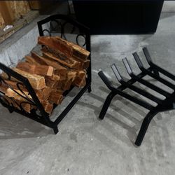 Wood & Metal  Holder For Fire Place & A Lawn Cutter 