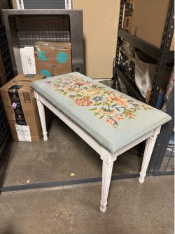 BENCH  piano bench with needlepoint seat