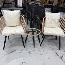 Brand new 3 Piece Patio Bistro Set, Outdoor Wicker Apartment Balcony Furniture Sets