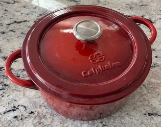 Calphalon 5 Quart Red Cast Iron Enameled Pot Dutch Oven