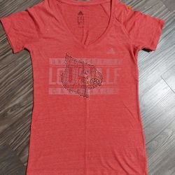 Adidas Louisville T-shirt With A Beaded Cardinal Bird On The Front Size: Medium 