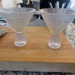 Iridescent Hobnail Stemmed Glasses